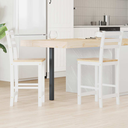 Sedie da pranzo 2 pcs Legno di gomma solido Bianco | homemem39