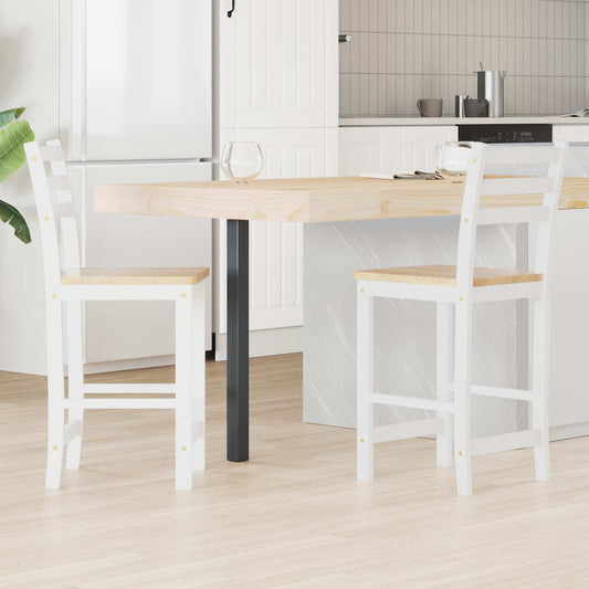 Sedie da pranzo 2 pcs Legno di gomma solido Bianco | homemem39