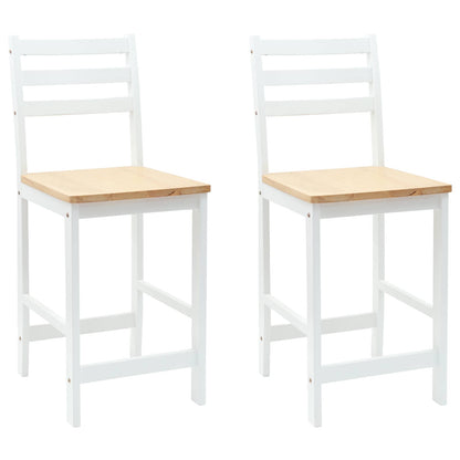 Sedie da pranzo 2 pcs Legno di gomma solido Bianco | homemem39