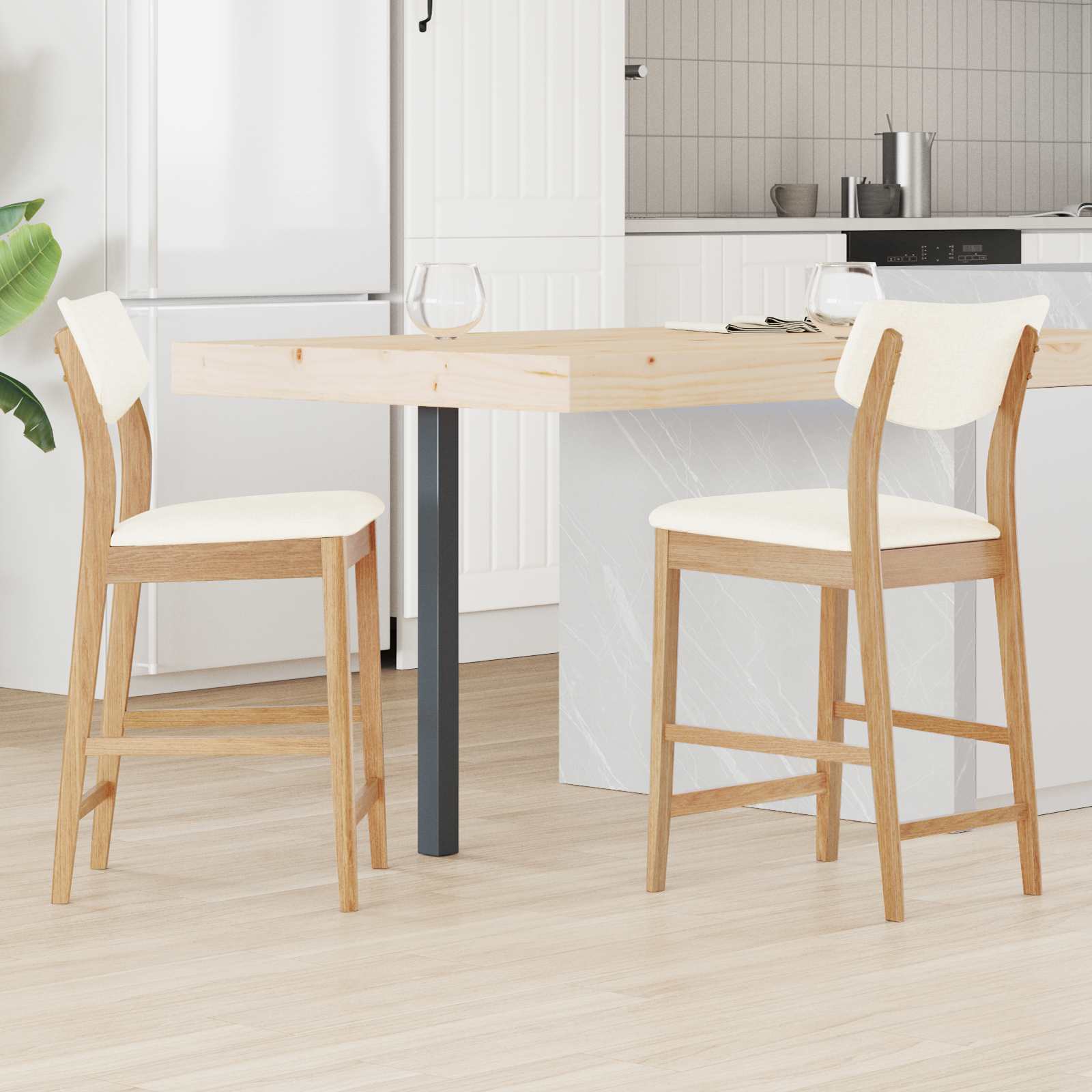 Sedie da pranzo 2 pcs Naturale 48 x 49 x 95 cm | homemem39
