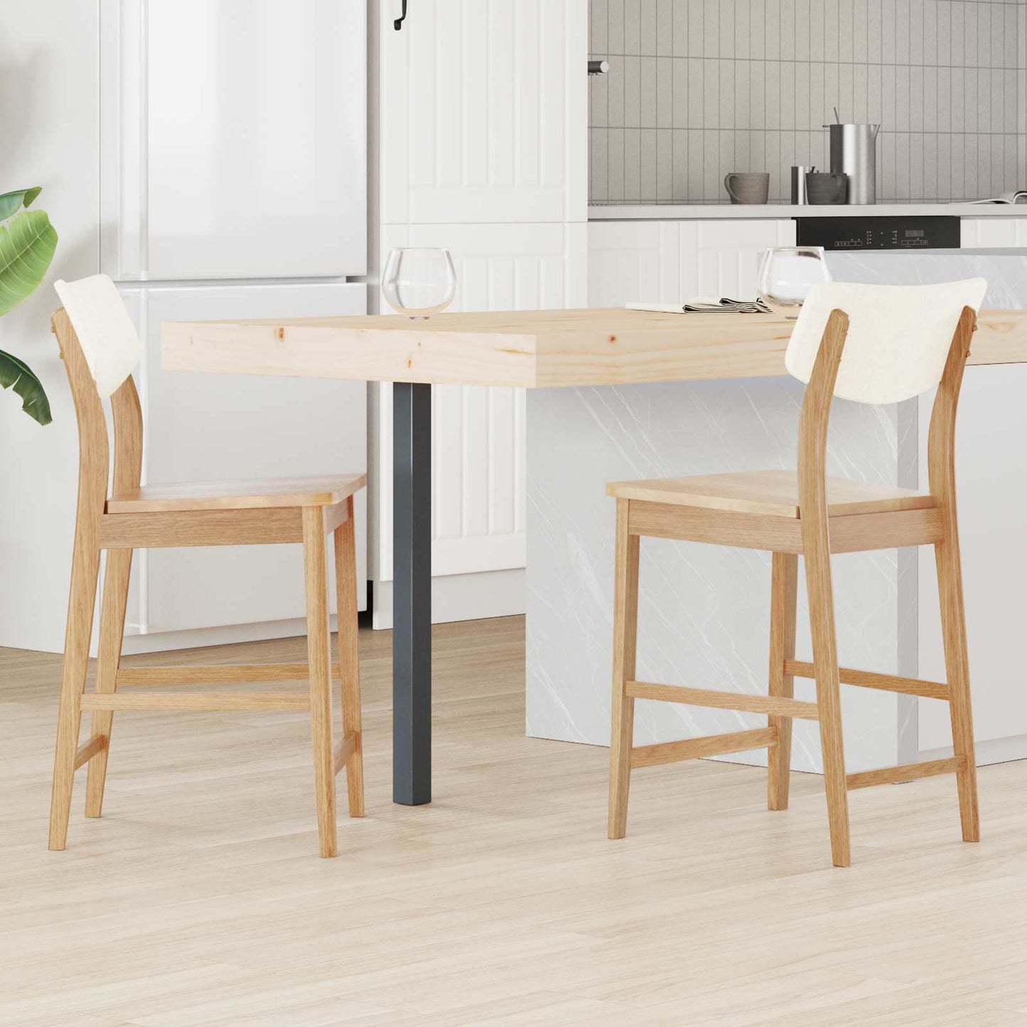 Sedie da pranzo 2 pcs Naturale 48 x 49 x 95 cm | homemem39