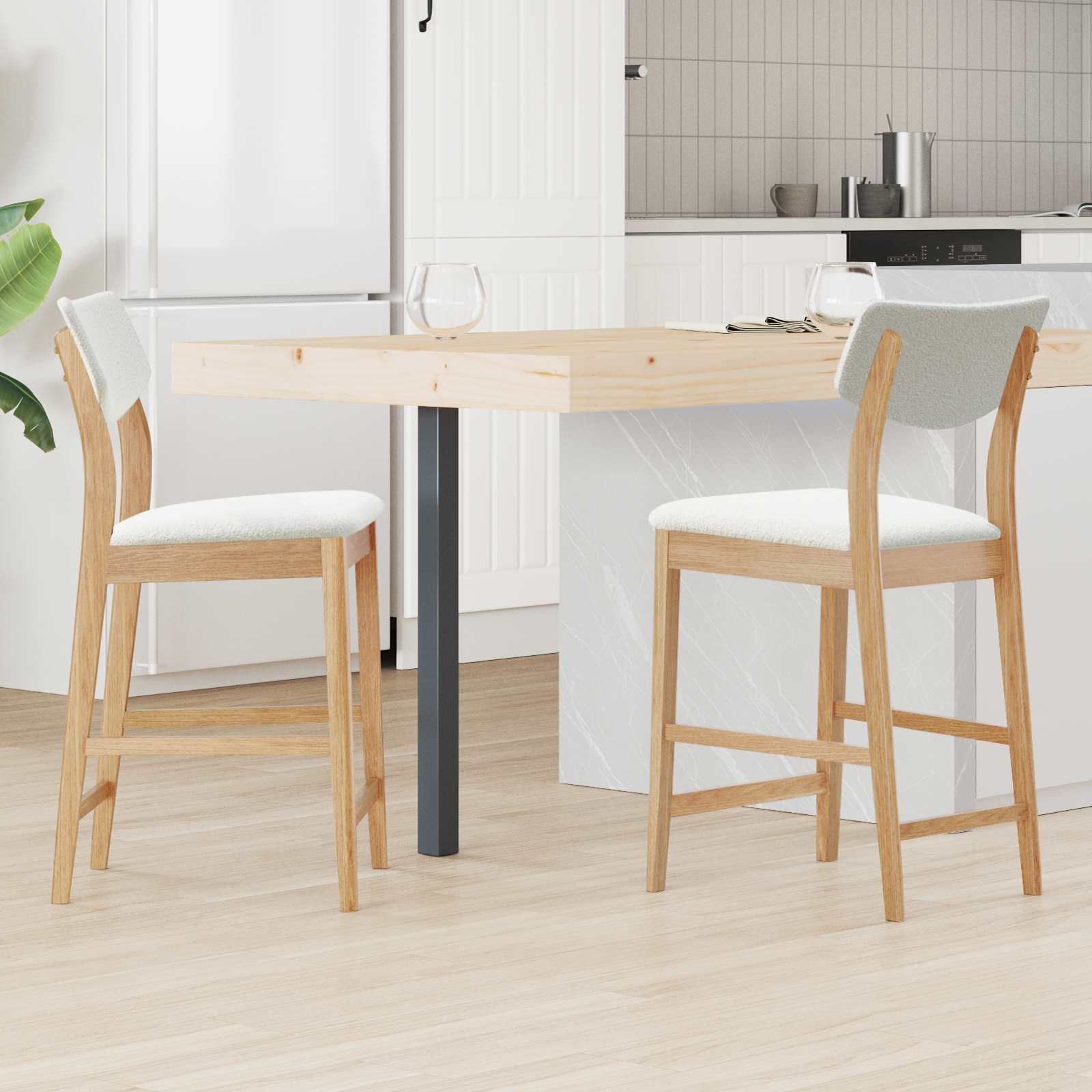 Sedie da pranzo 2 pcs Naturale 48 x 49 x 95 cm | homemem39
