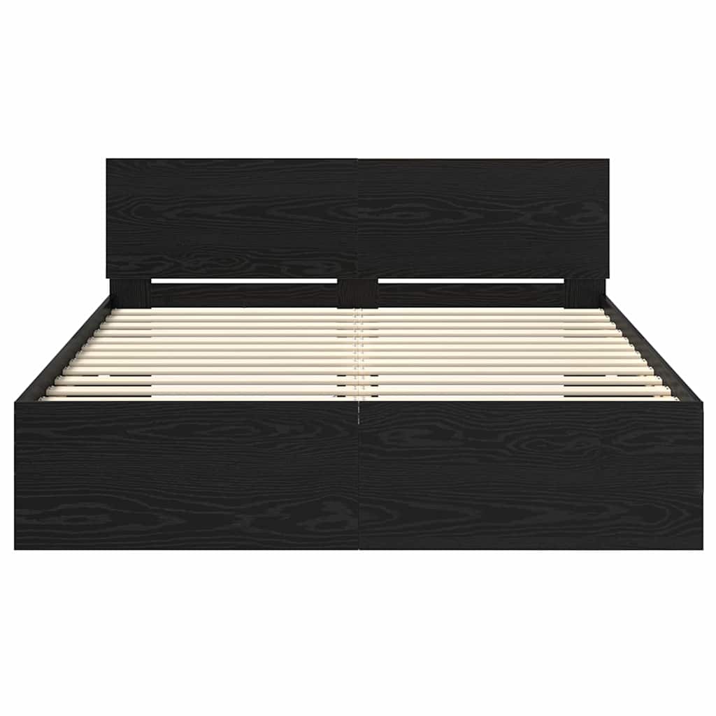 Struttura del letto Rovere Nero 140 x 190 cm Legno multistrato