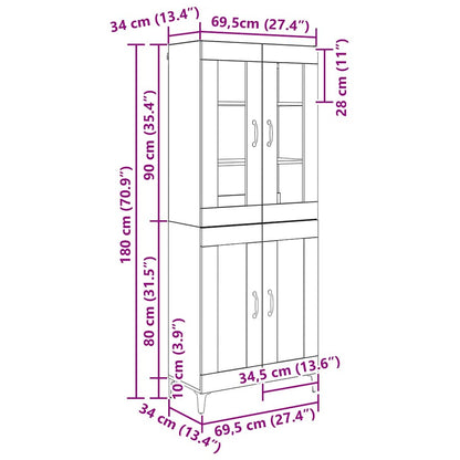 Credenza Legno vecchio 69,5 x 34 x 180 cm Legno ingegnerizzato