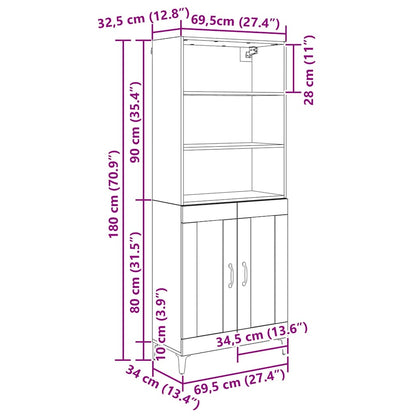 Credenza Rovere artigianale 69,5 x 34 x 180 cm