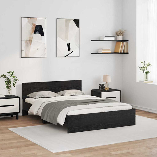 Struttura del letto Rovere Nero 120 x 200 cm Legno multistrato | homemem39