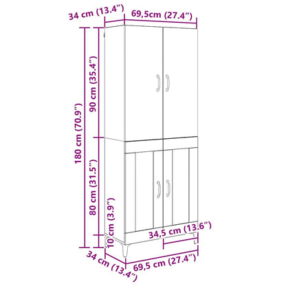 Credenza Legno vecchio 69,5 x 34 x 180 cm Legno multistrato
