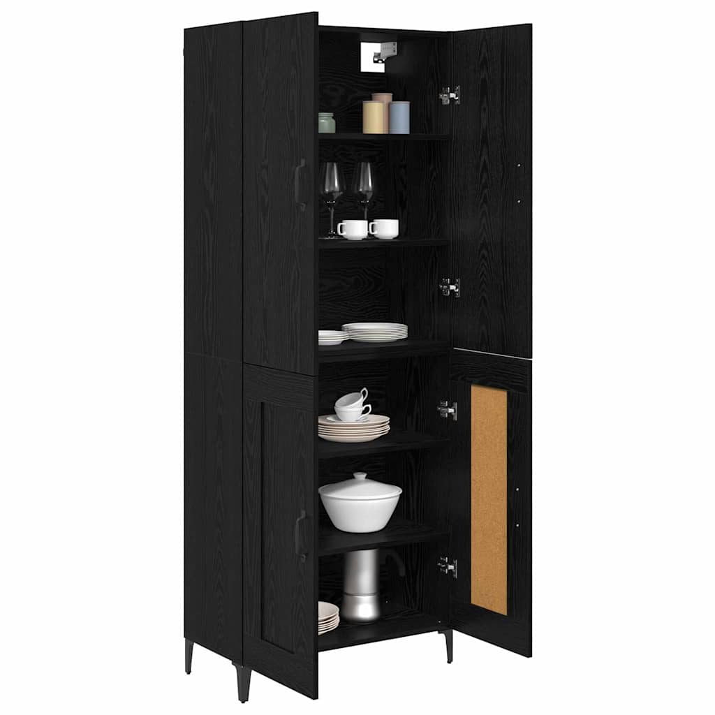 Credenza Rovere Nero 69,5 x 34 x 180 cm Legno multistrato