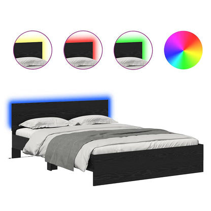 Struttura del letto Rovere Nero 140 x 200 cm Legno multistrato