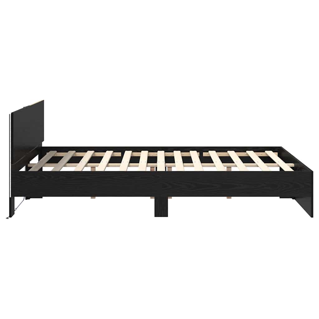 Struttura del letto Rovere Nero 140 x 200 cm Legno multistrato