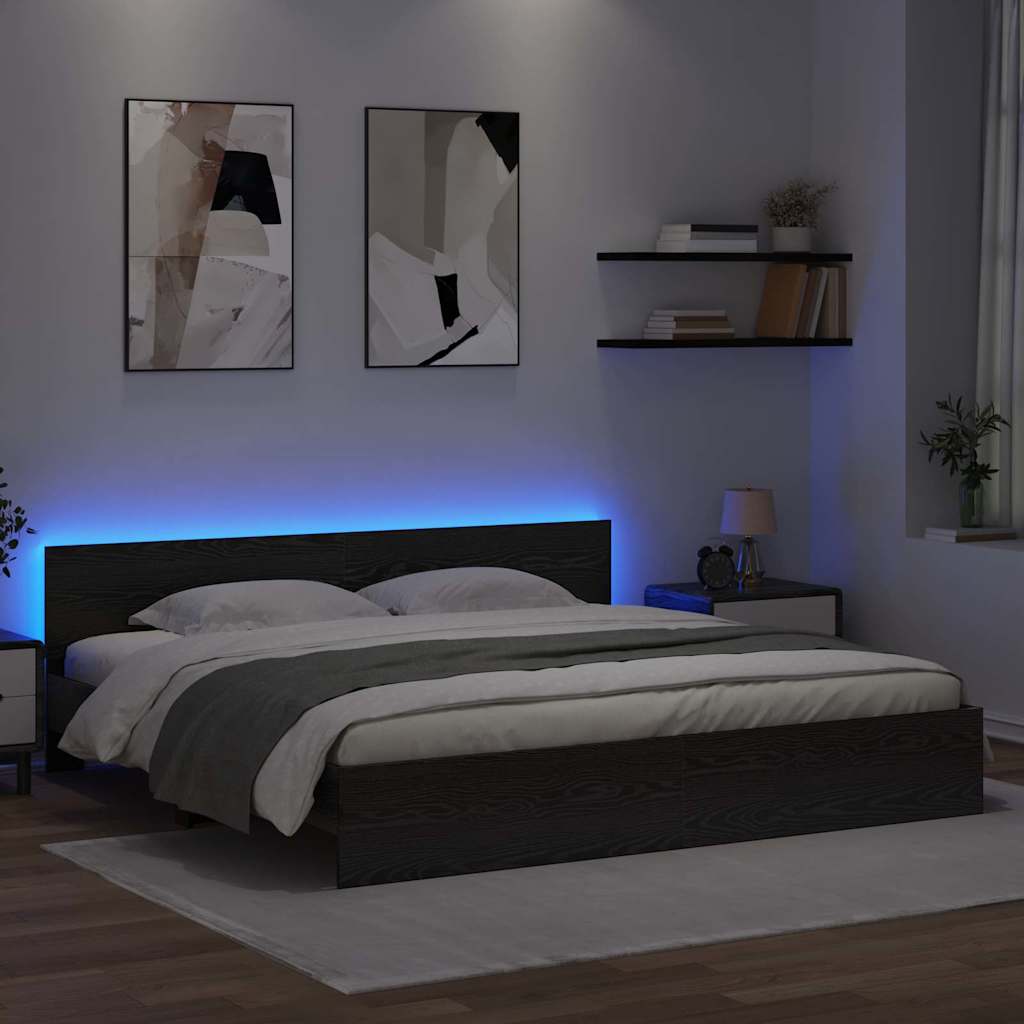 Struttura del letto Rovere Nero 200 x 200 cm Legno multistrato