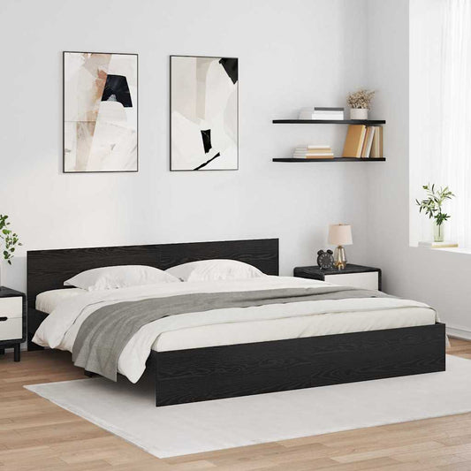 Struttura del letto Rovere Nero 200 x 200 cm Legno multistrato | homemem39