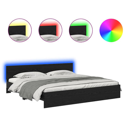 Struttura del letto Rovere Nero 200 x 200 cm Legno multistrato