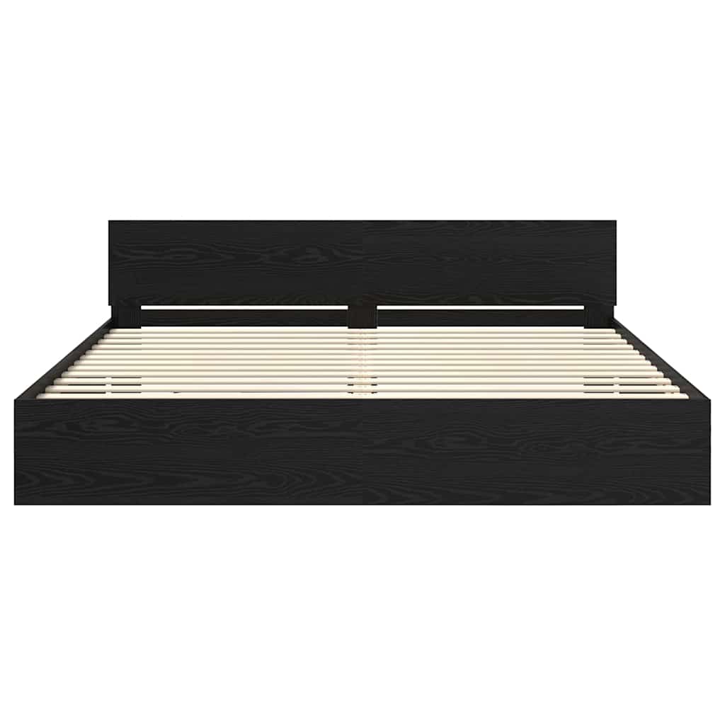 Struttura del letto Rovere Nero 200 x 200 cm Legno multistrato