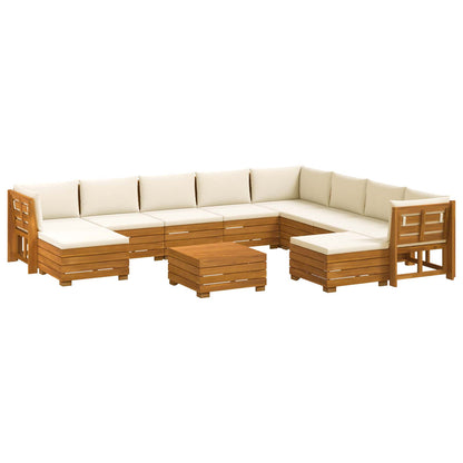 Set di divani da esterno con cuscino 11 Pezzo Marrone | homemem39