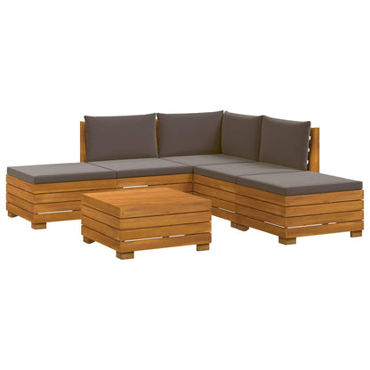 Set di divani da esterno con cuscino 6 Pezzo Marrone | homemem39