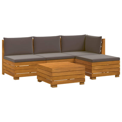 Set di divani da esterno con cuscino 5 Pezzo Marrone | homemem39