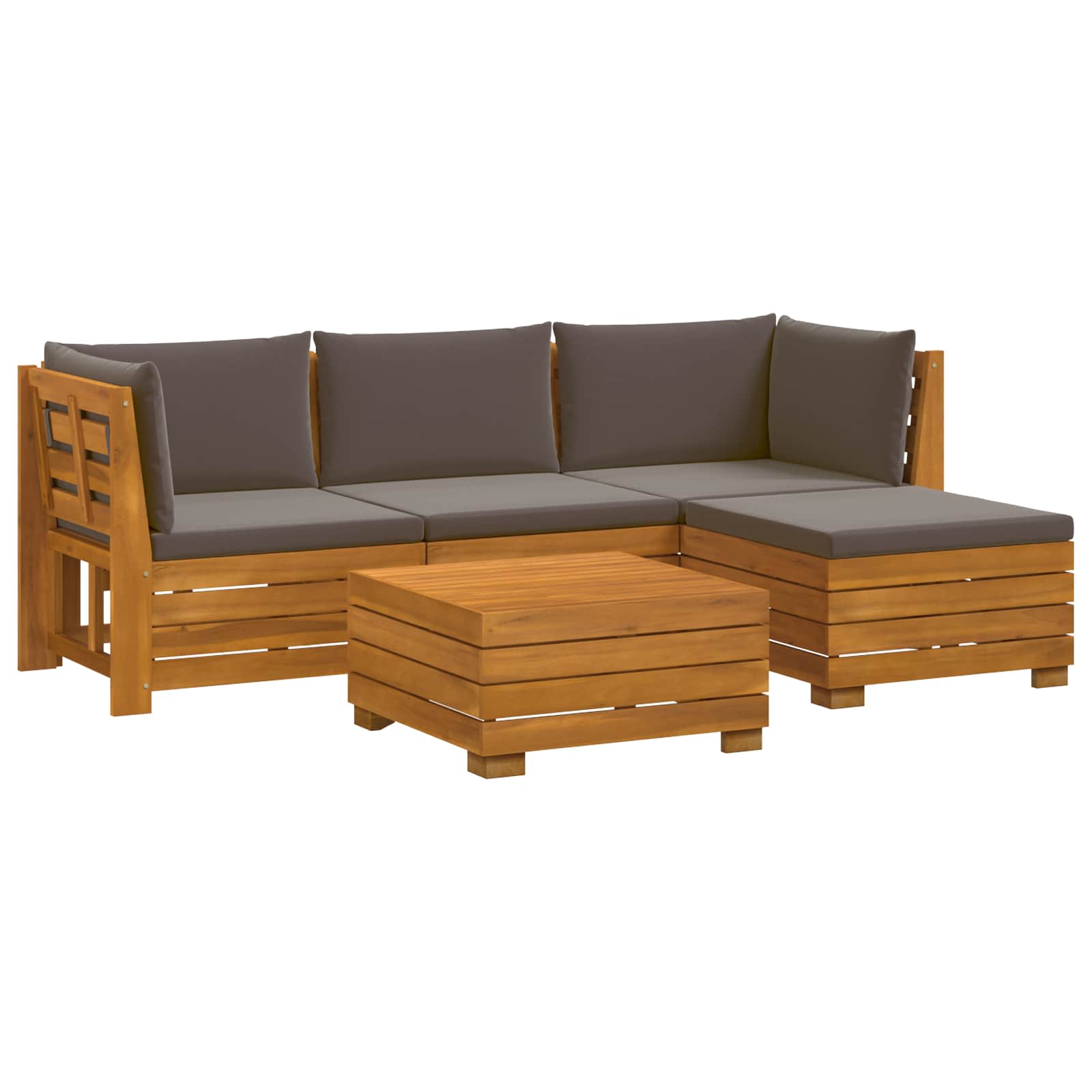 Set di divani da esterno con cuscino 5 Pezzo Marrone | homemem39