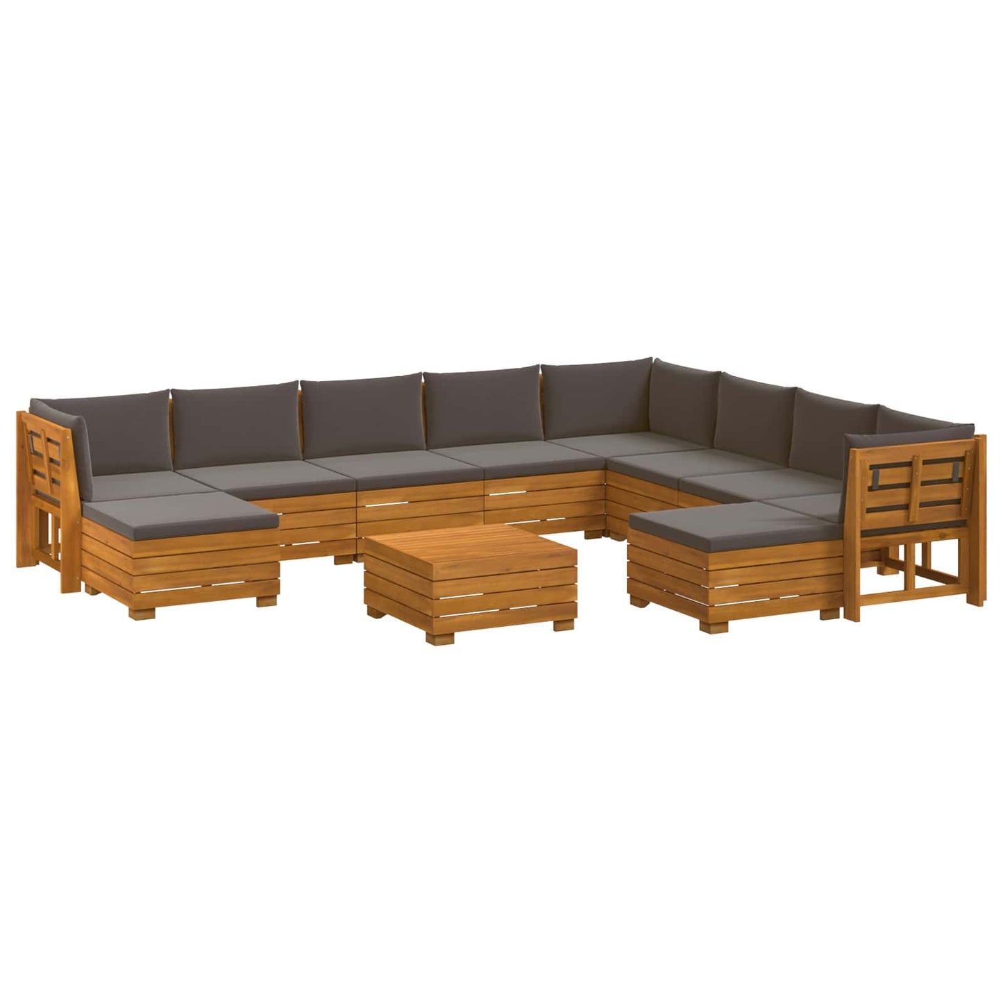 Set di divani da esterno con cuscino 11 Pezzo Marrone | homemem39