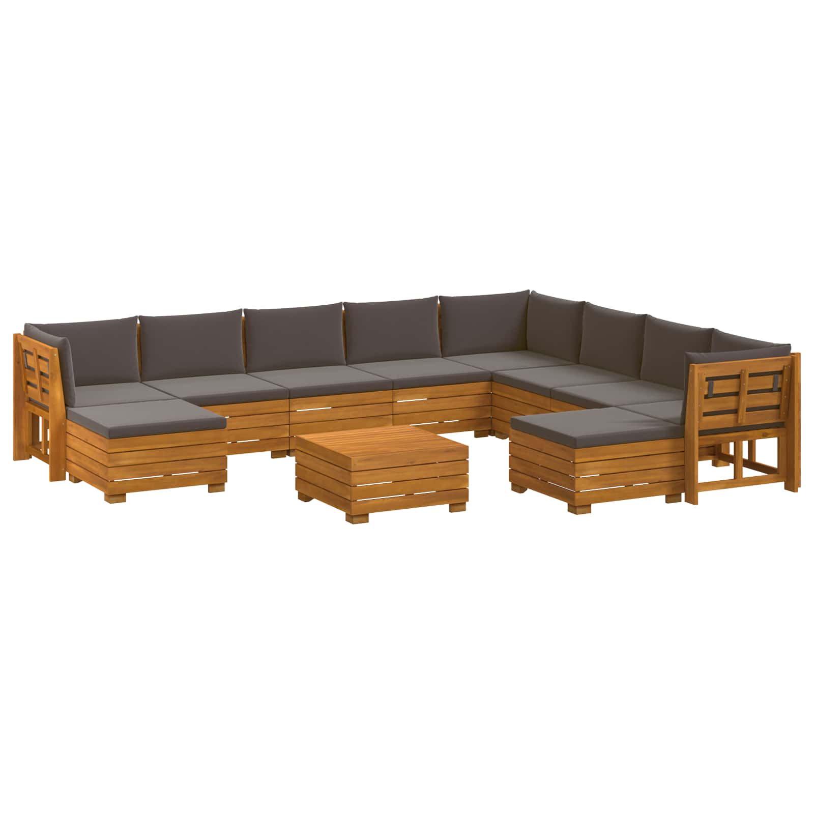 Set di divani da esterno con cuscino 11 Pezzo Marrone | homemem39