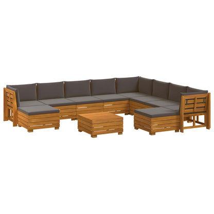 Set di divani da esterno con cuscino 11 Pezzo Marrone | homemem39