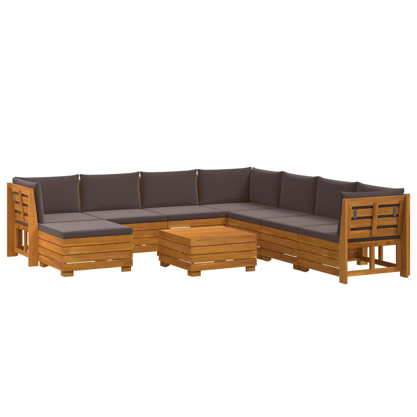 Set di divani da esterno con cuscino 9 Pezzo Marrone | homemem39