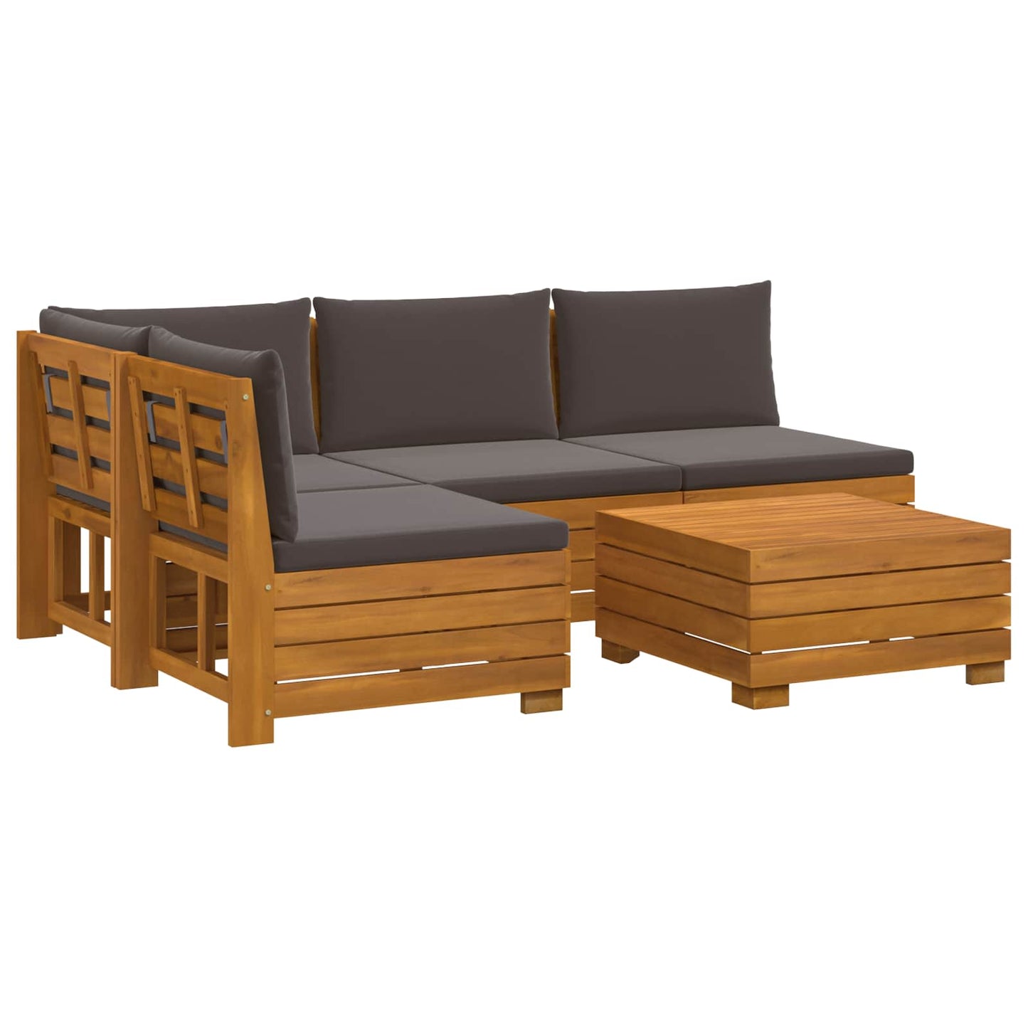 Set di divani da esterno con cuscino 5 Pezzo Marrone | homemem39