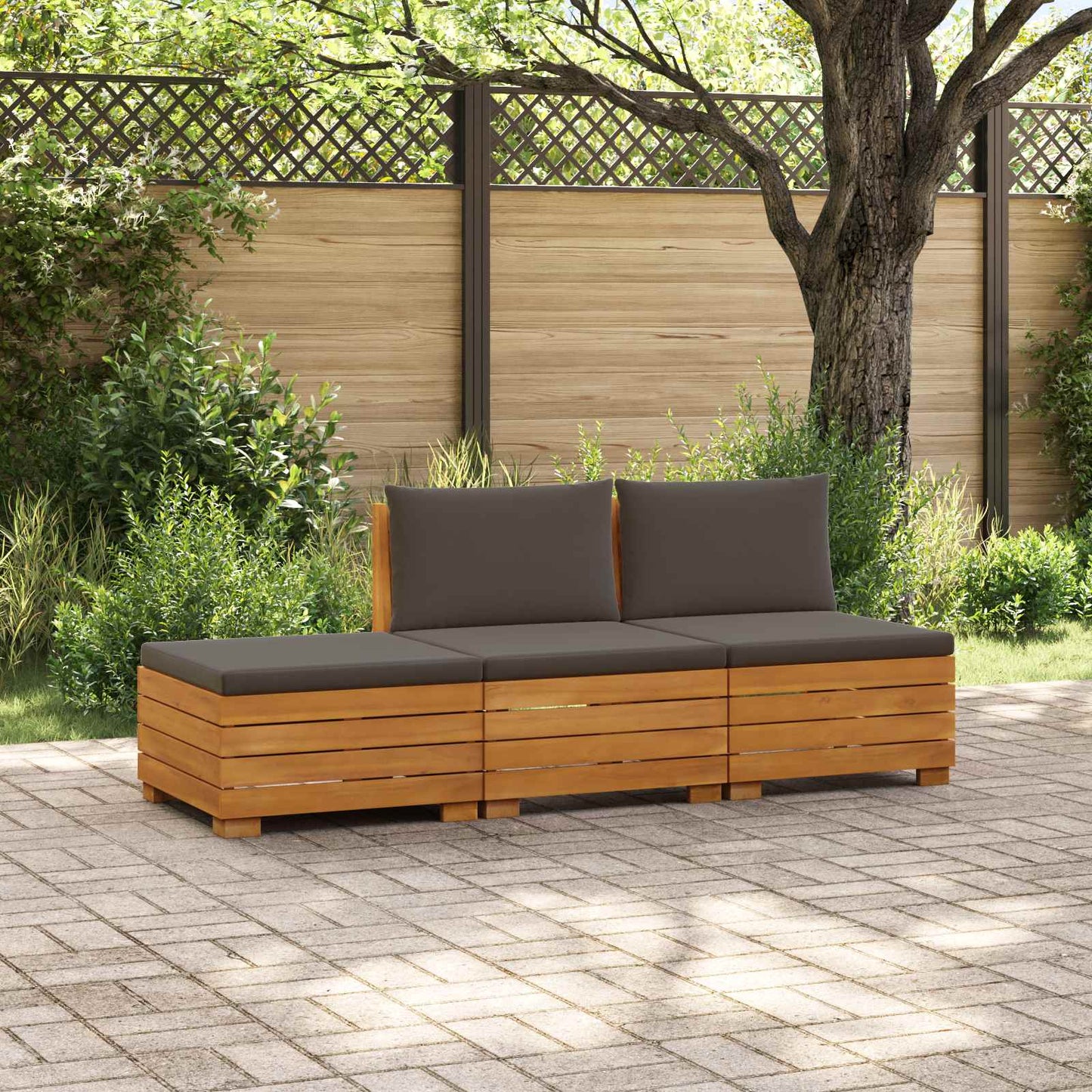 11 pz Set di divani da esterno Legno di Acacia Massello Marrone