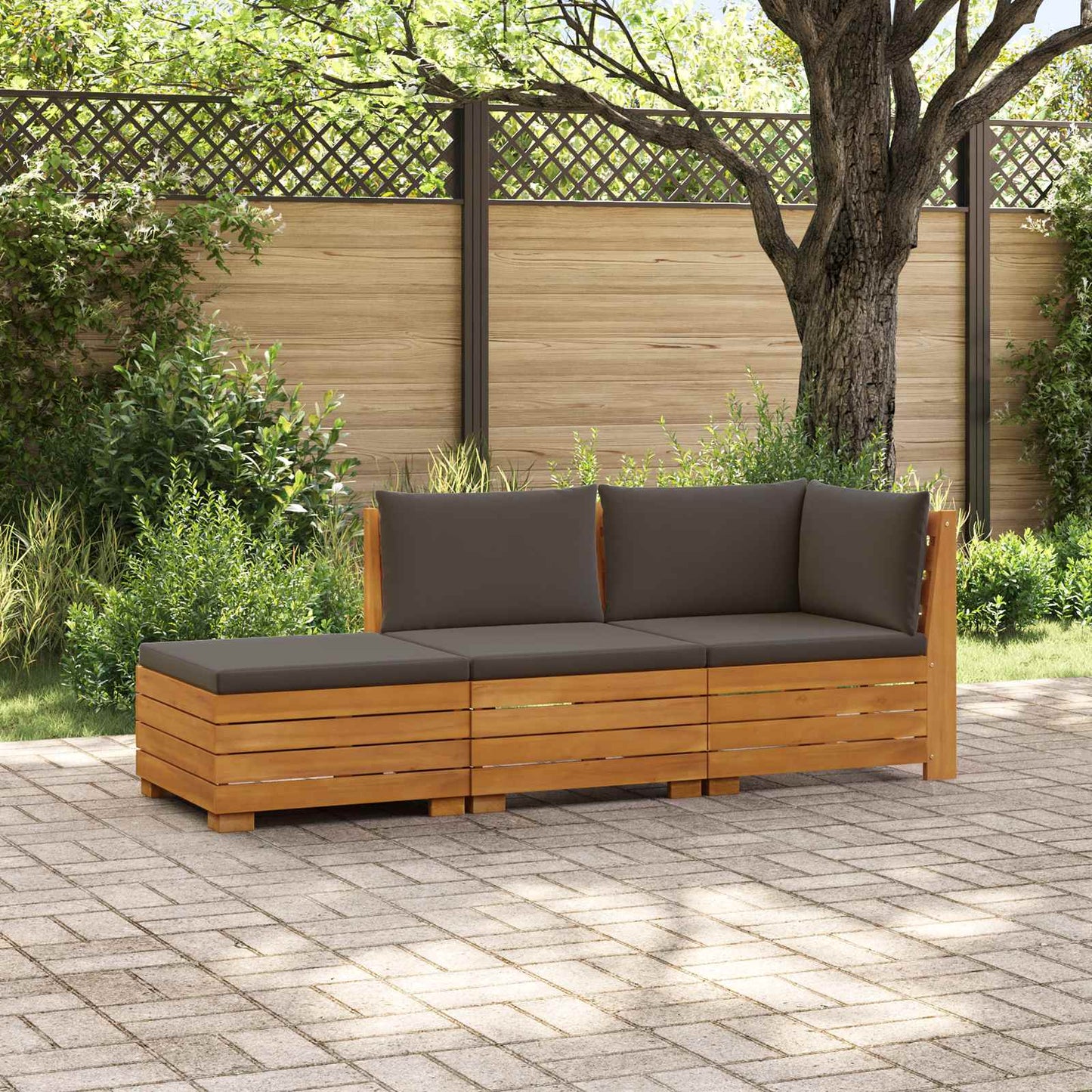 11 pz Set di divani da esterno Legno di Acacia Massello Marrone