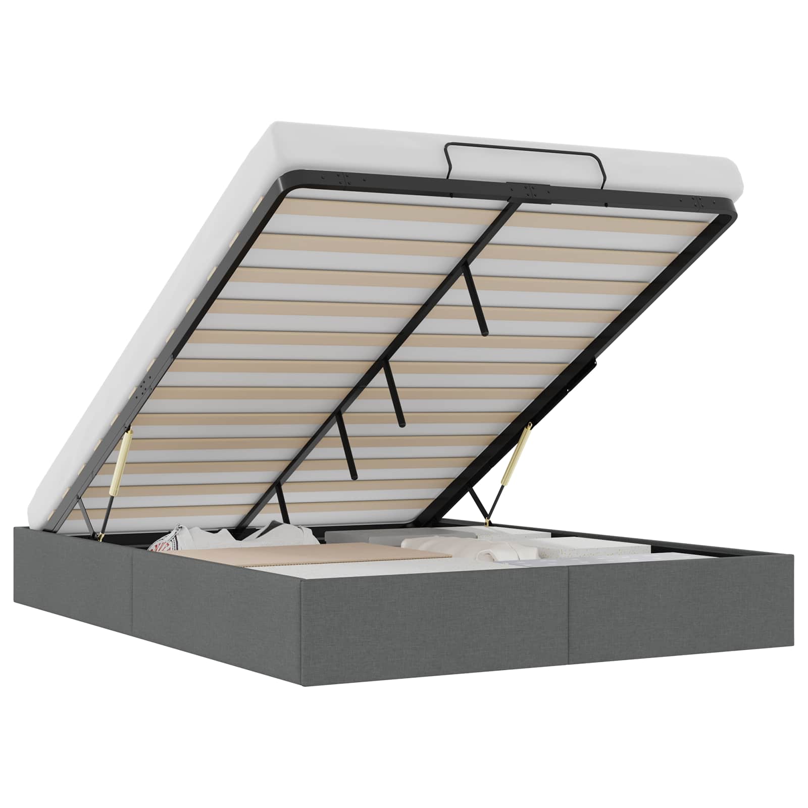 Letto ottomano Grigio Scuro 153 x 203 cm Tessuto | homemem39
