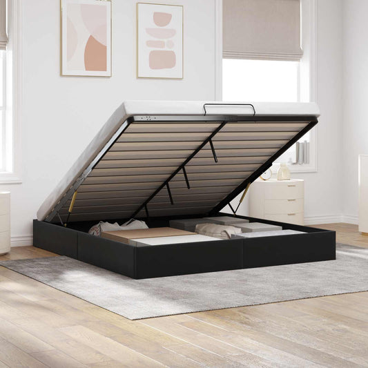Letto ottomano Nero King size Velluto | homemem39