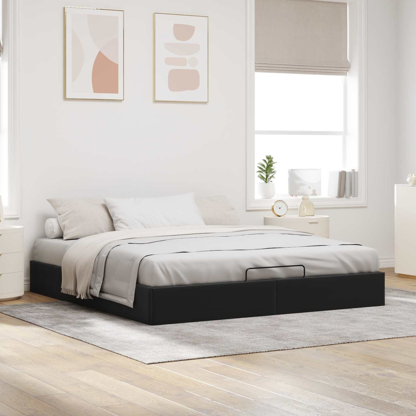 Letto ottomano Nero King size Velluto | homemem39