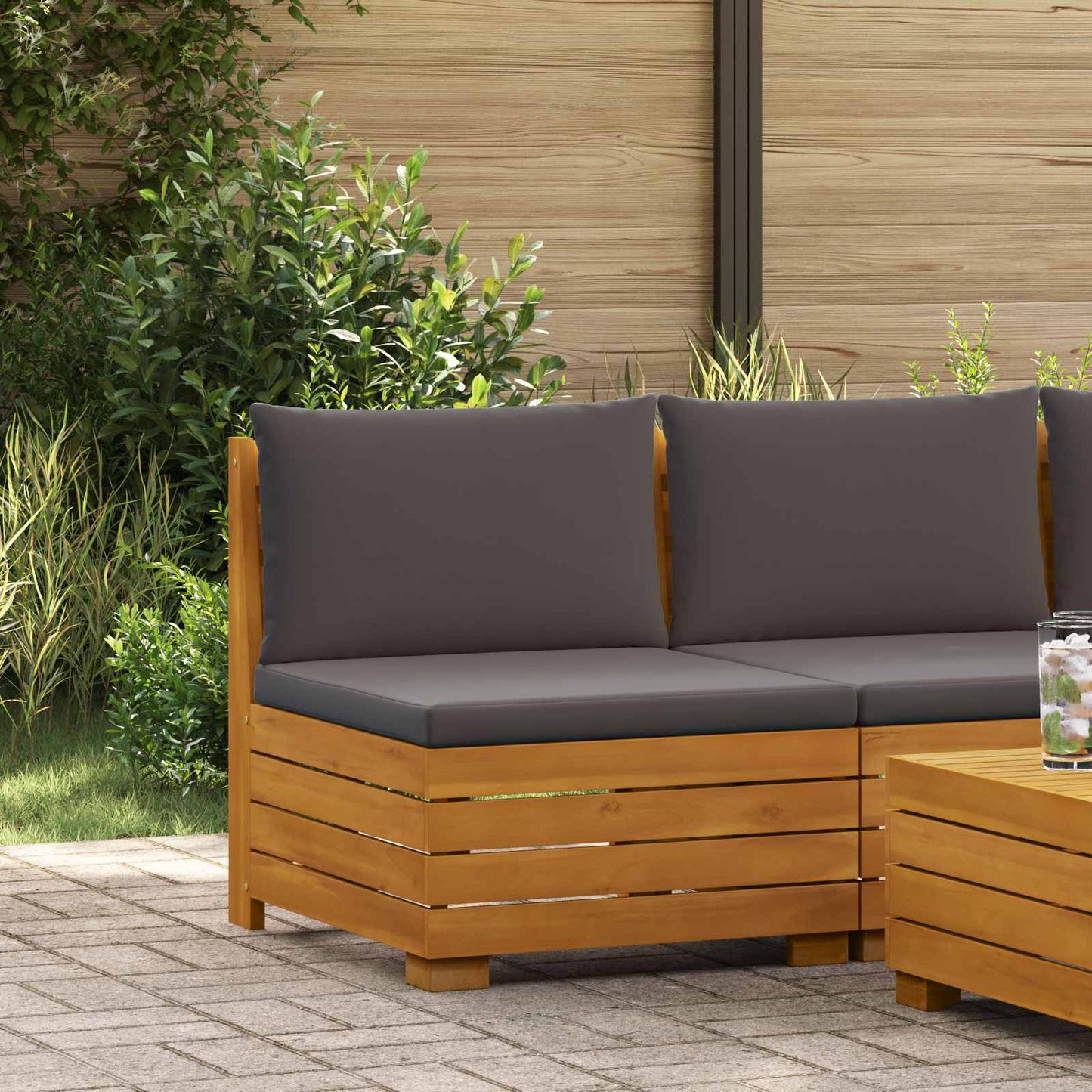Divano Medio da Giardino Legno di Acacia Massello Marrone | homemem39
