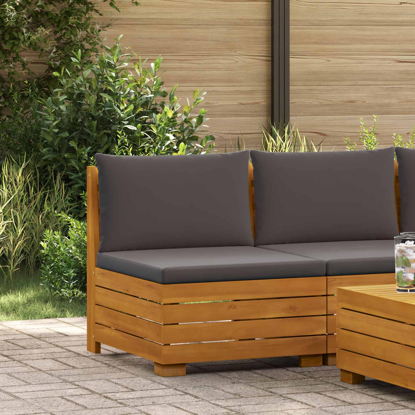 Divano Medio da Giardino Legno di Acacia Massello Marrone | homemem39