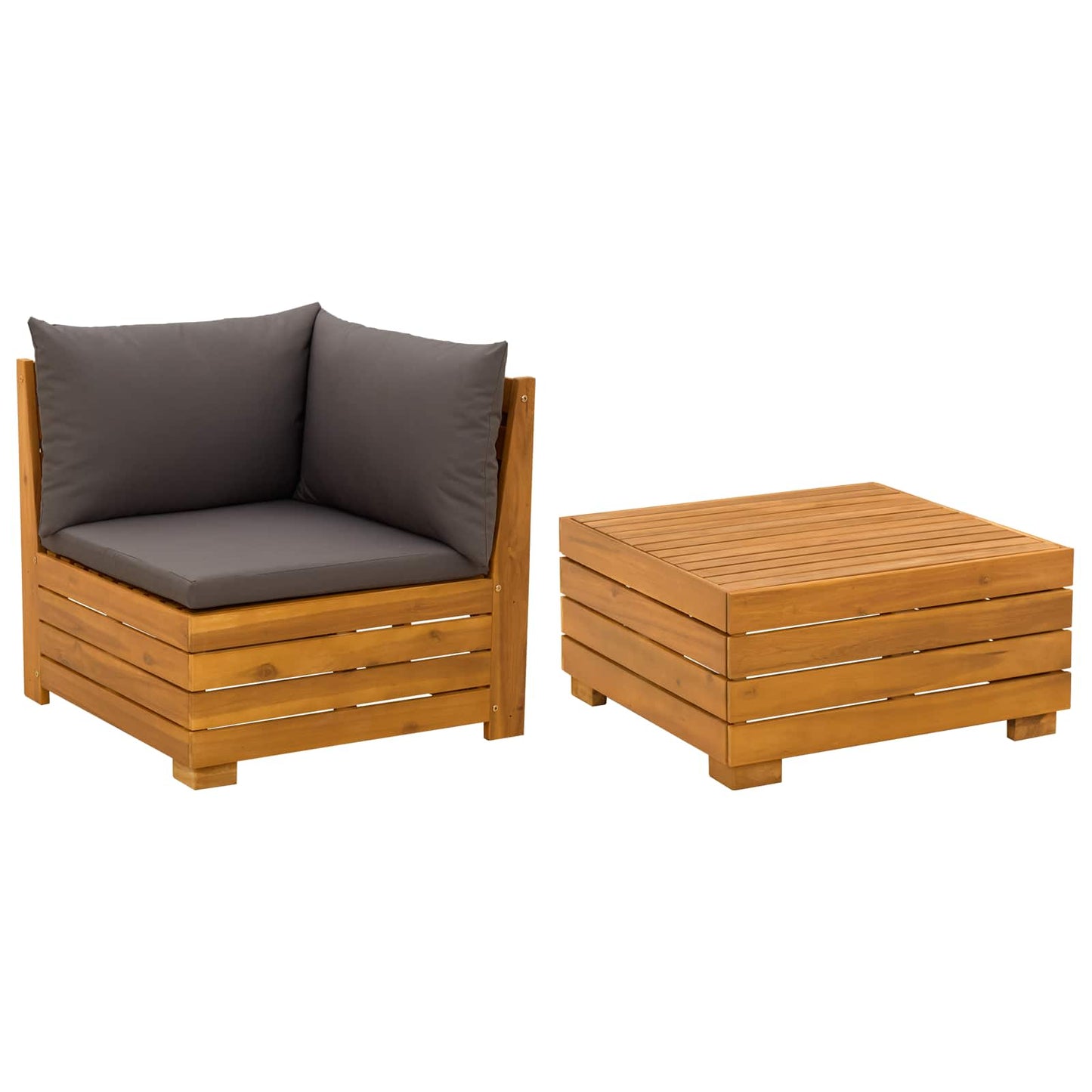 2 Pezzo Set Lounge da Giardino Legno di Acacia Massello Marrone | homemem39