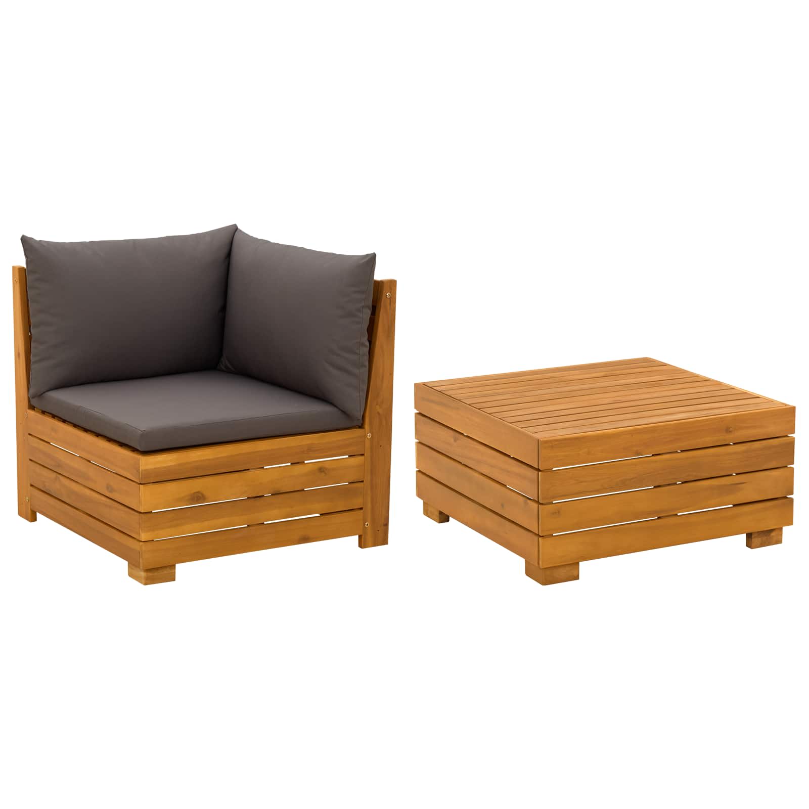 2 Pezzo Set Lounge da Giardino Legno di Acacia Massello Marrone | homemem39