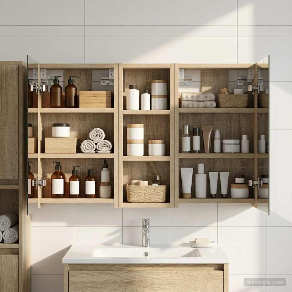 Set di Armadi da Bagno con lo scaffale 3 pcs 80 x 10,5 x 50 cm