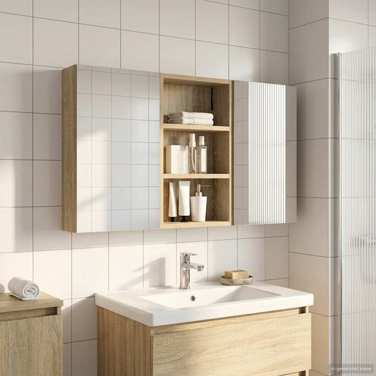 Set di Armadi da Bagno con lo scaffale 3 pcs 90 x 10,5 x 50 cm | homemem39