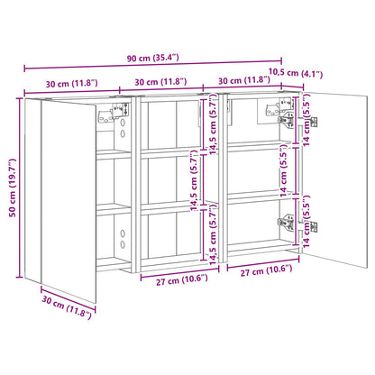 Set di Armadi da Bagno con lo scaffale 3 pcs 90 x 10,5 x 50 cm