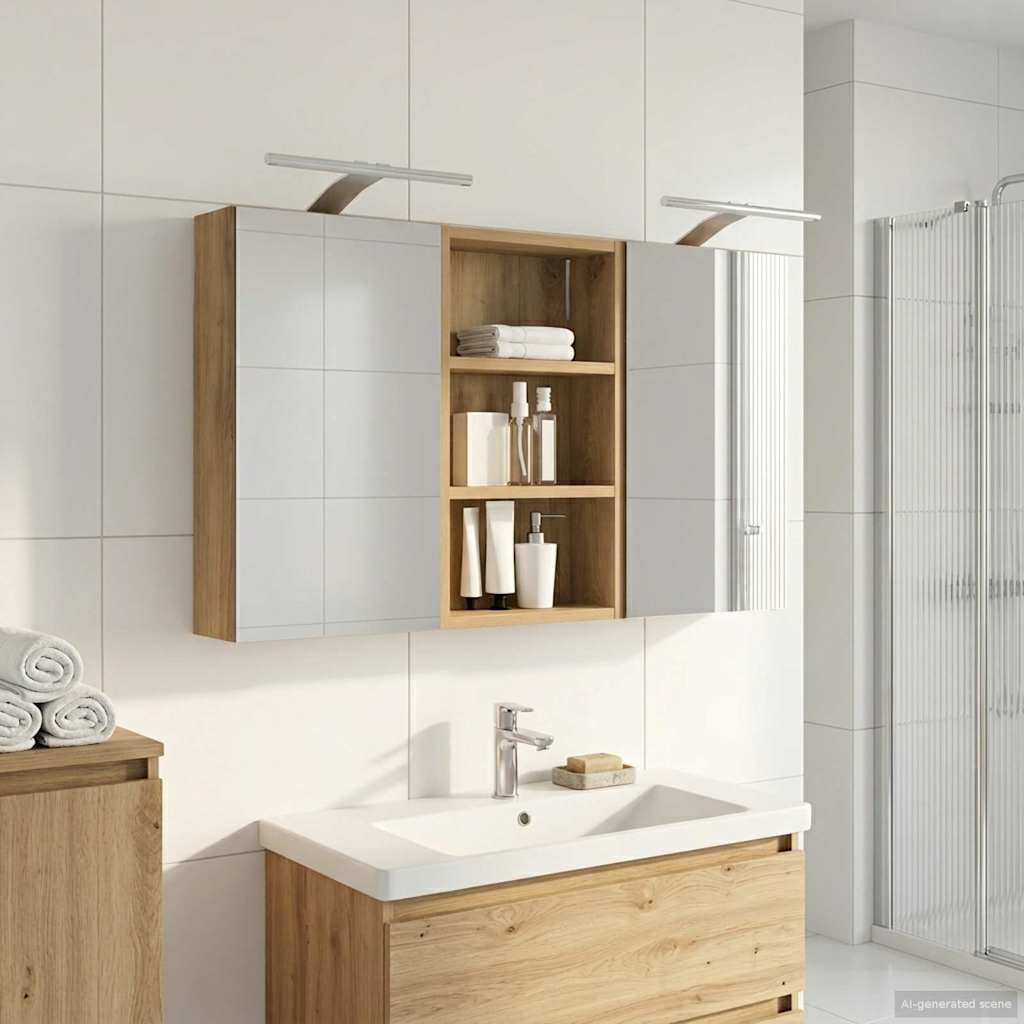 Set di Armadi da Bagno con lo scaffale 3 pcs 90 x 10,5 x 50 cm | homemem39