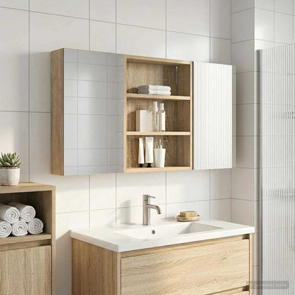 Set di Armadi da Bagno con lo scaffale 3 pcs 100 x 10,5 x 50 cm