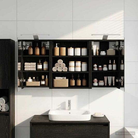 Set di Armadi da Bagno con lo scaffale 3 pcs 100 x 10,5 x 50 cm | homemem39
