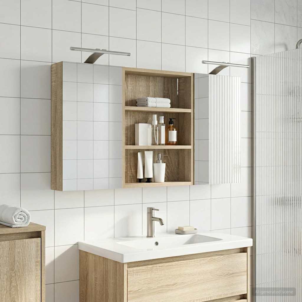 Set di Armadi da Bagno con lo scaffale 3 pcs 100 x 10,5 x 50 cm