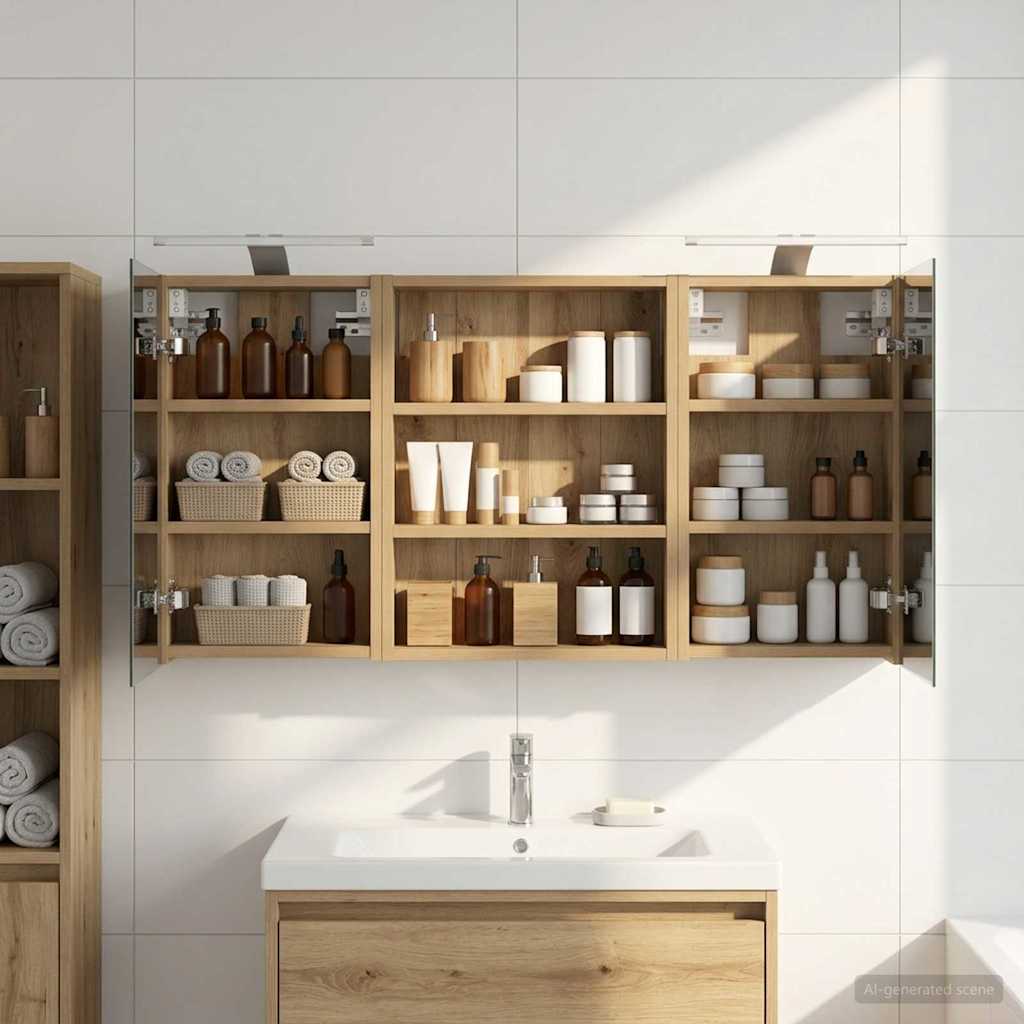 Set di Armadi da Bagno con lo scaffale 3 pcs 100 x 10,5 x 50 cm | homemem39