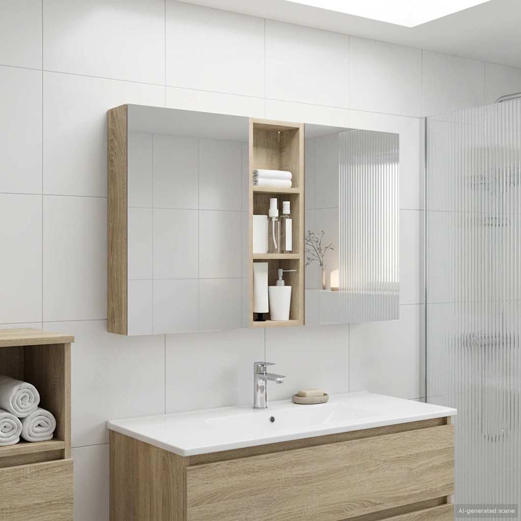 Set di Armadi da Bagno con porta 3 pcs 100 x 10,5 x 60,5 cm | homemem39