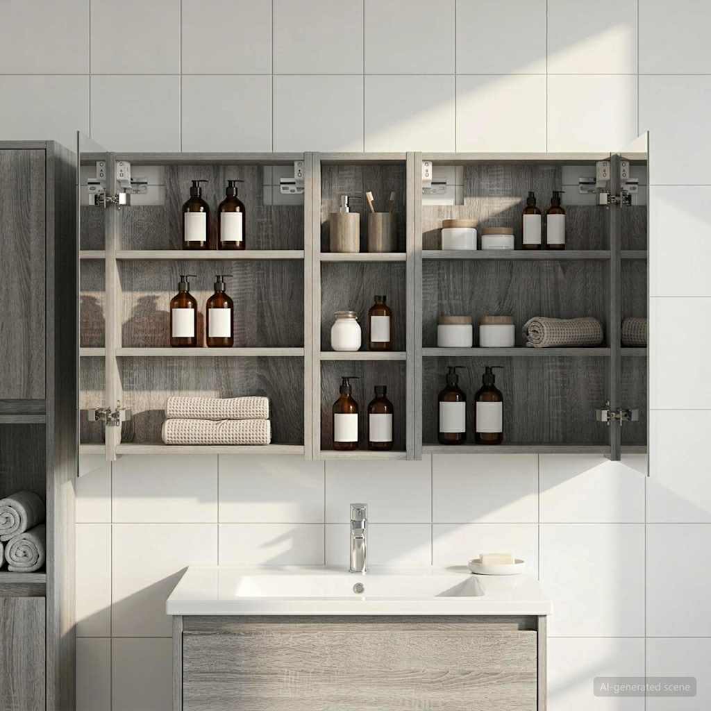 Set di Armadi da Bagno con porta 3 pcs 100 x 10,5 x 60,5 cm