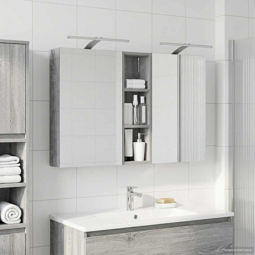 Set di Armadi da Bagno con porta 3 pcs 100 x 10,5 x 60,5 cm | homemem39