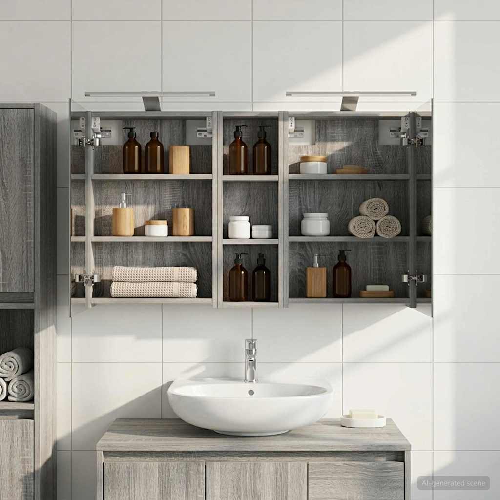 Set di Armadi da Bagno con porta 3 pcs 100 x 10,5 x 60,5 cm | homemem39