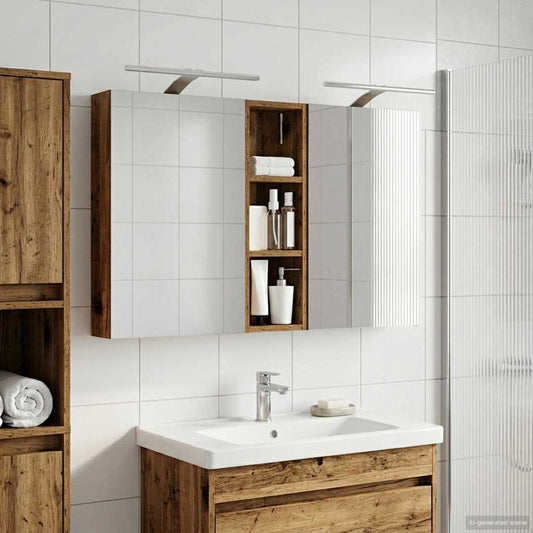 Set di Armadi da Bagno con porta 3 pcs 100 x 10,5 x 60,5 cm | homemem39