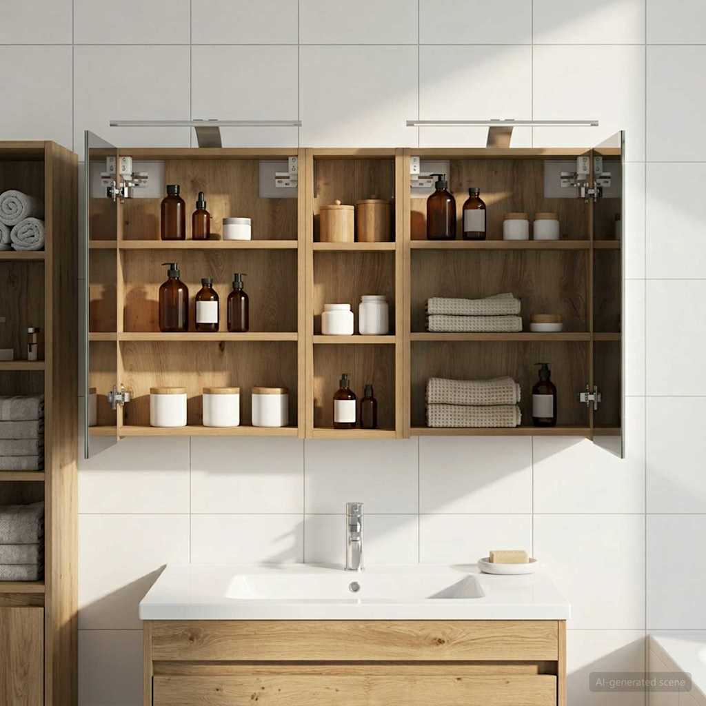 Set di Armadi da Bagno con porta 3 pcs 100 x 10,5 x 60,5 cm | homemem39